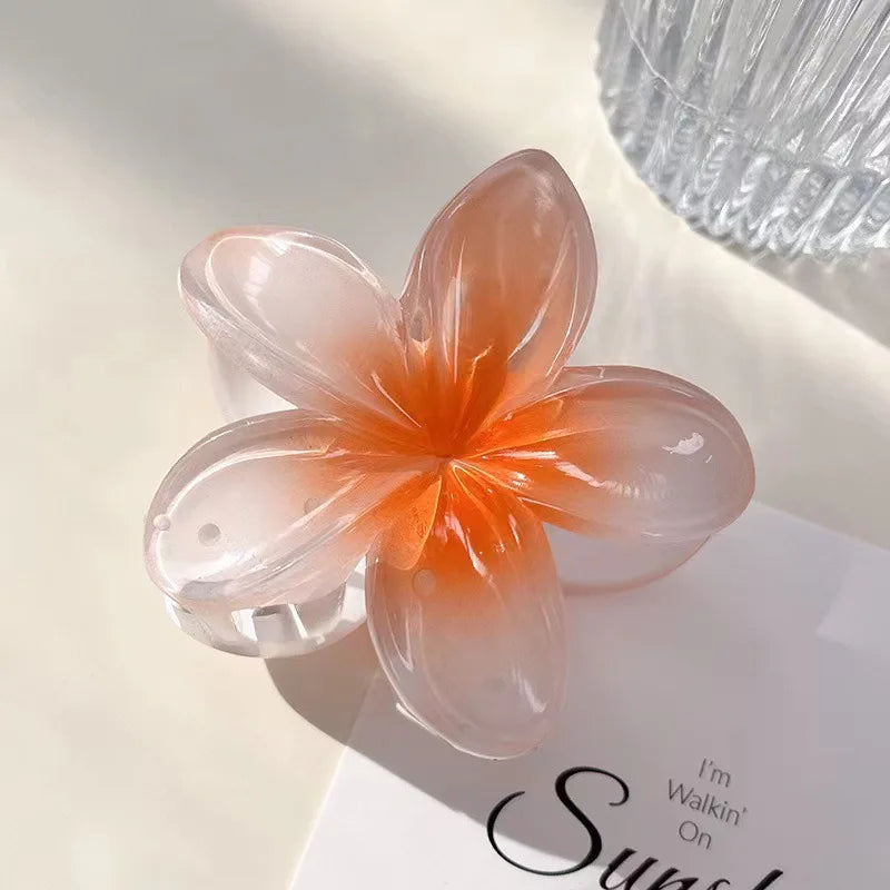 Six colors Gradient Flower Hair Accessories Set Beach Style Hairpins Flower Claw Clips Summer Flower Hairpins Hawaiian Style Sheeamy Store