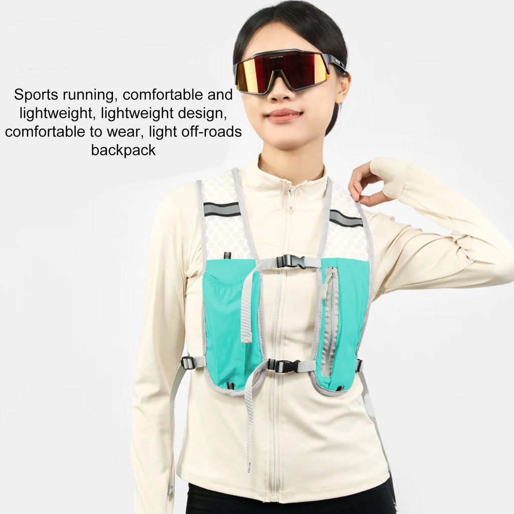 Chaleco de hidratación ligero para correr con botella de agua, chaleco reflectante con mochila de hidratación para el pecho con soporte para teléfono, chaleco de ciclismo