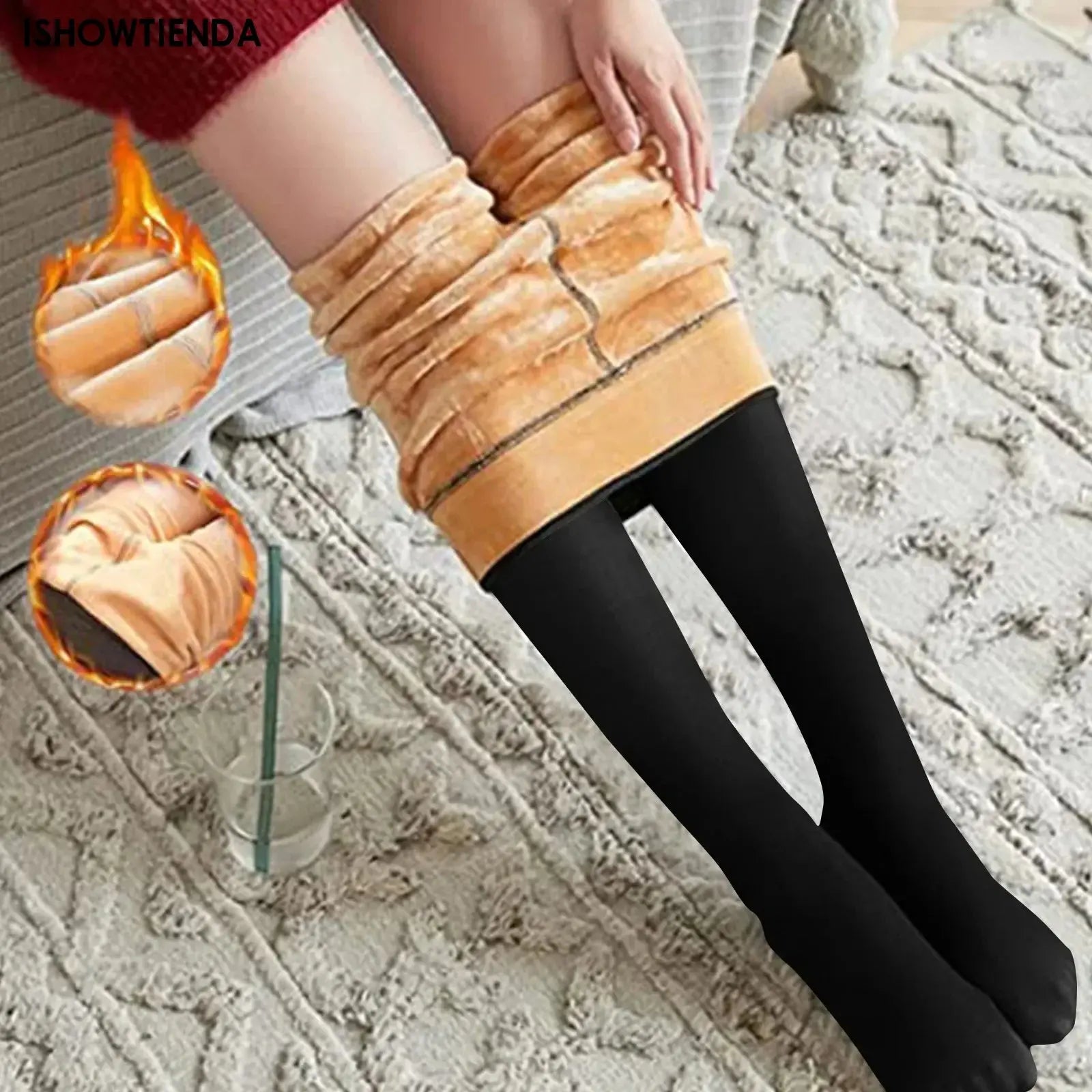 Fleece Lined Tights Women Pantyhose Thermal Pantyhose For Women Winter Panty Skin Black Effect Stockings Women's Thermal Sock Little Joise Store