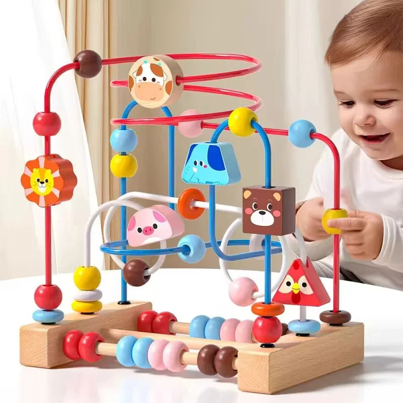 Montessori Wooden Roller Coaster Bead Maze for Toddlers Laime Store