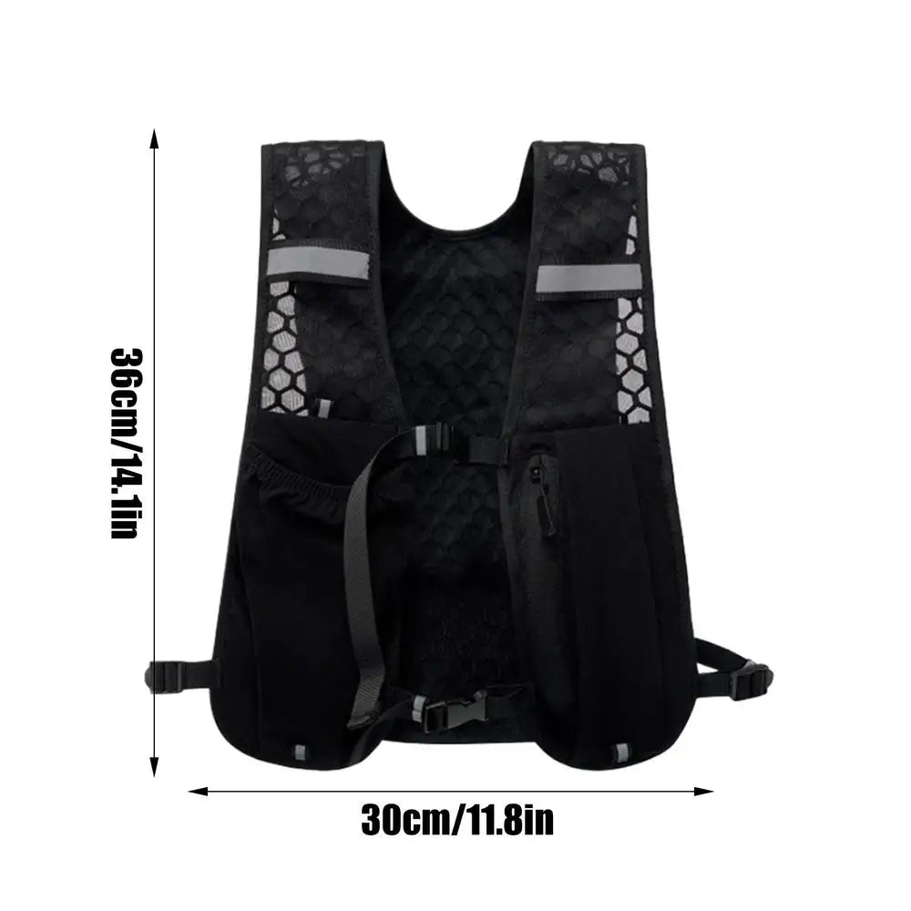 Chaleco de hidratación ligero para correr con botella de agua, chaleco reflectante con mochila de hidratación para el pecho con soporte para teléfono, chaleco de ciclismo