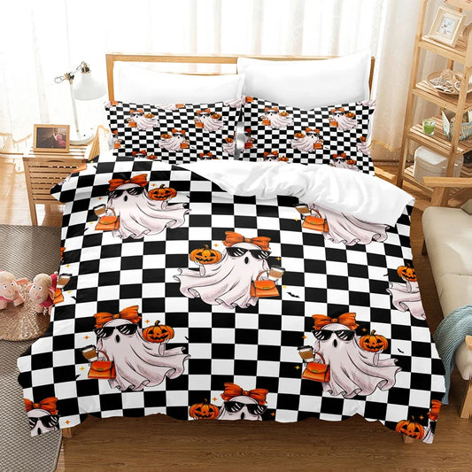Happy Halloween Bedding Set 3D Digital Printing 2-3 Piece Set (No Core) Suitable for Bedroom Duvet Cover Set Halloween Decor