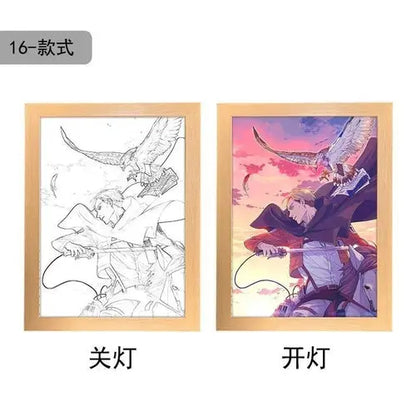 Attack On Titan Anime Figure Customized Night Light Painting Decor