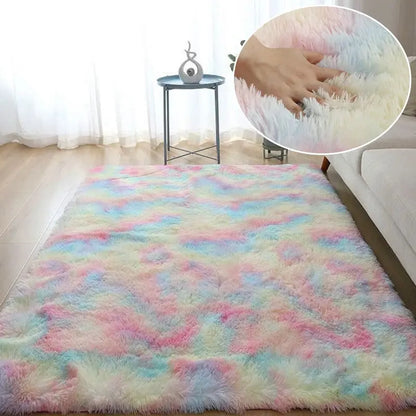 RainbowCloud Plush Rug – Soft, Fluffy & Vibrant! Happier so luckly Store