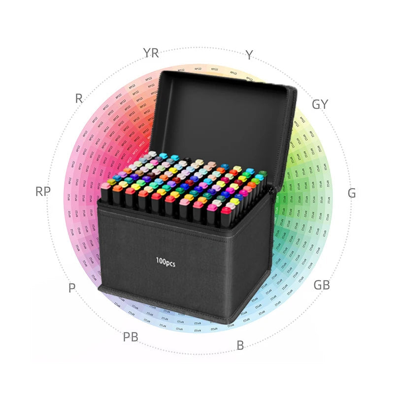 12/24/30/40/60/80/100/120/168pcs Art Marker Set, Watercolor Brush Pens For Students, Dual Tip Oil-Based Markers For Art Students Stone's Store