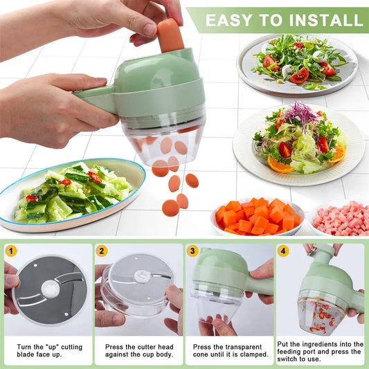  View details for Portable Handheld 4 in 1 Electric Vegetable Slicer 