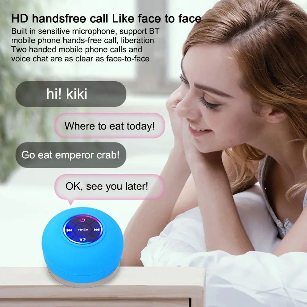Portable Waterproof Shower Bluetooth Speaker 3D Surround Sound With