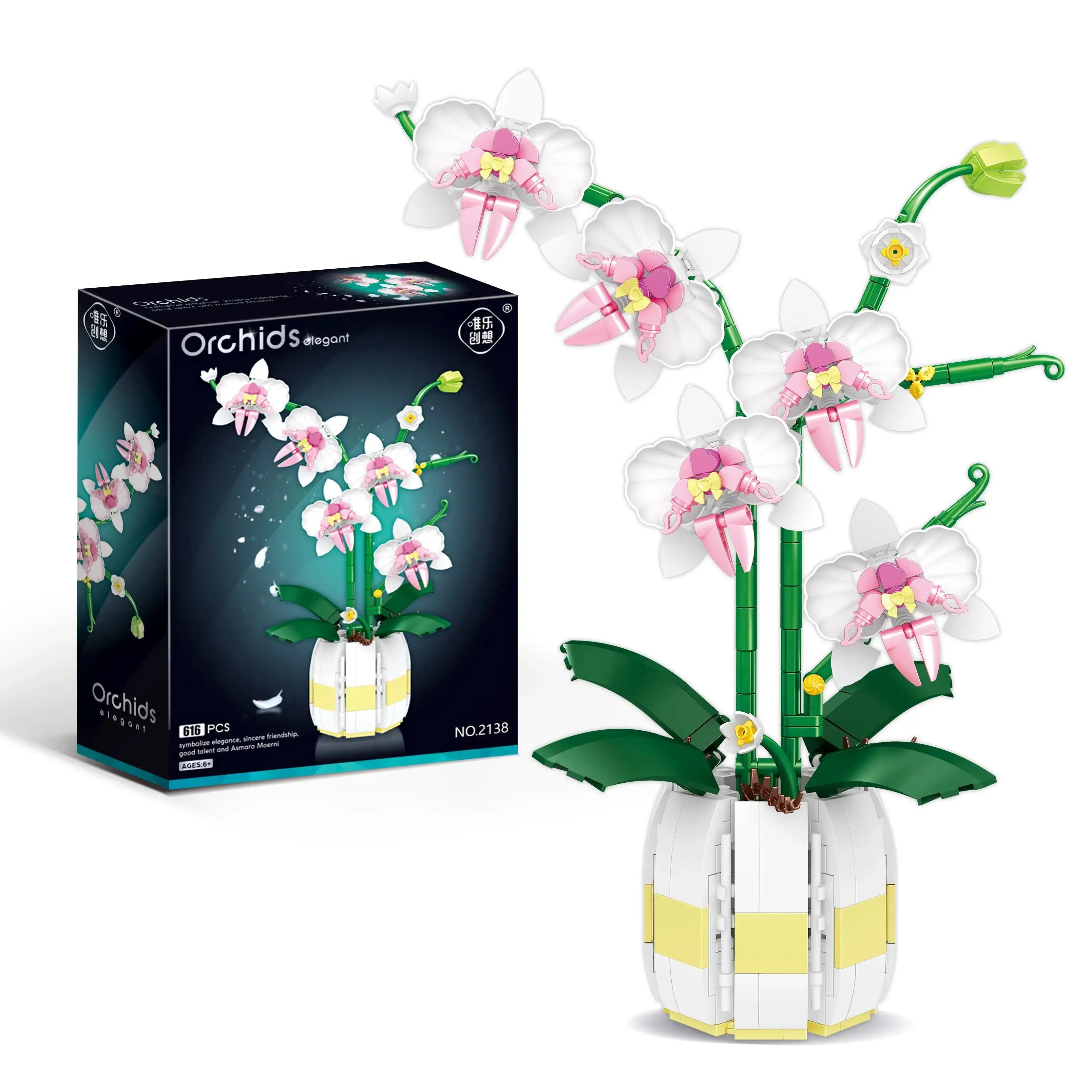Orchid Flower Building Blocks Model Set Romantic Flowers Wildflower