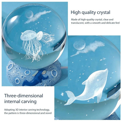Crystal Ball Night Lights Glowing Sea Jellyfish Astronaut Table Lamp USB Atmosphere Lamp Table Decorations Kid Gifts Night Lamp Shop1103185580 Store