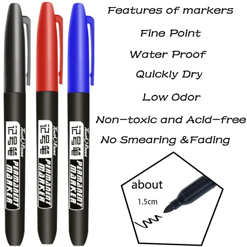Permanent Marker Pen Manga Drawing Markers Black Blue Red Waterproof Ink Sketch Pens Stationery Art School Supplies Tiptop Co., LTD.