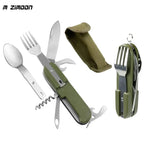 7 In 1 Camping Picnic Cutlery Knife Stainless Steel Fork Spoon Bottle
