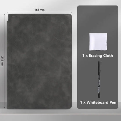 Reusable A5 Whiteboard Notebook Leather With Whiteboard Pen Writing Board With Erasing Cloth Stationery Memo Pad Students Gift
