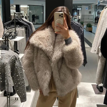 2024 Winter New Fashion Gradient Fluffy Fur Coat Women High Street AliExpress
