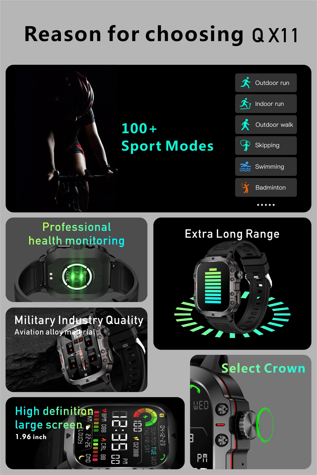 Smart Watch for Xiaomi Military GPS Tracker Men IP68 5ATM Outdoor Sports Fitness Tracker Health Monitor 1.96" BT Call Smartwatch LIGE SmartWatch Official Store