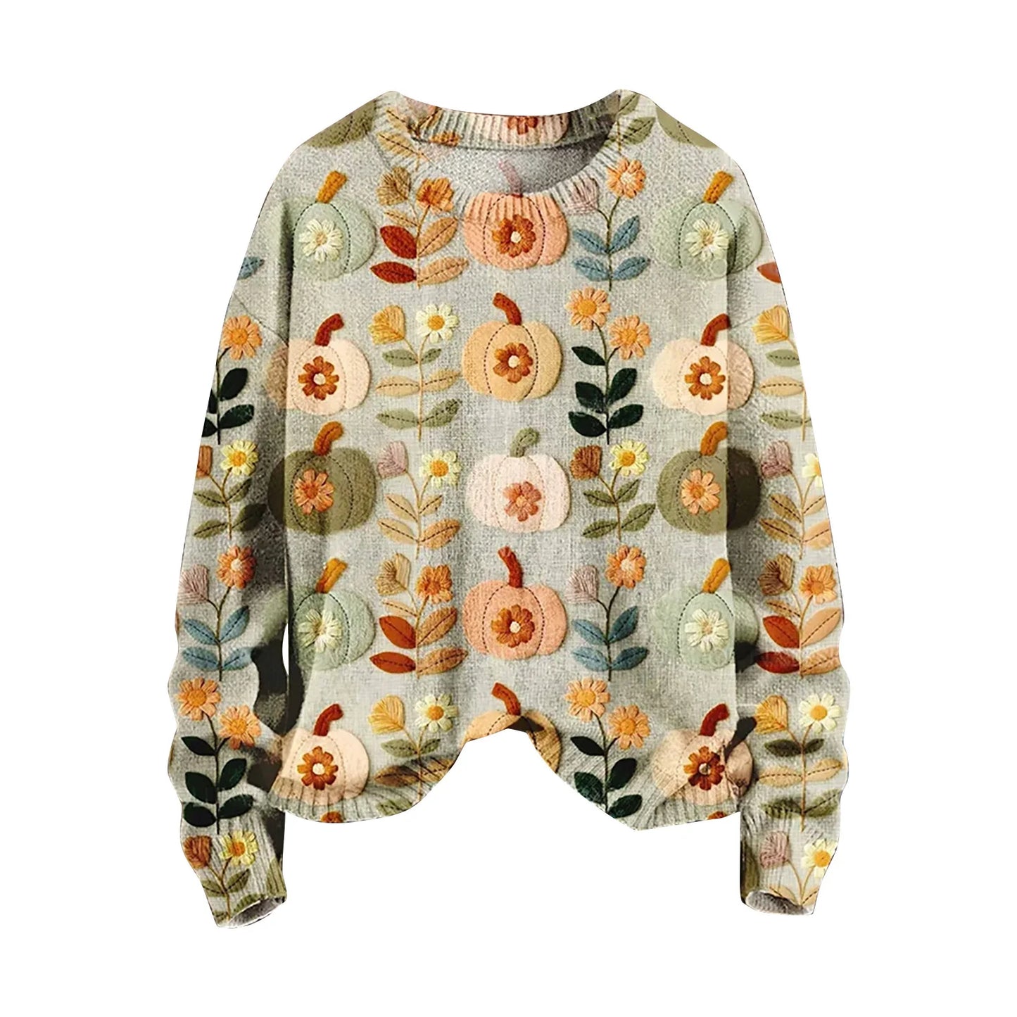 Autumn Winter Digital Printing Halloween Sweater Women Round Neck Party Club Knitwear Tops Casual Street Knit Jumpers Pullover