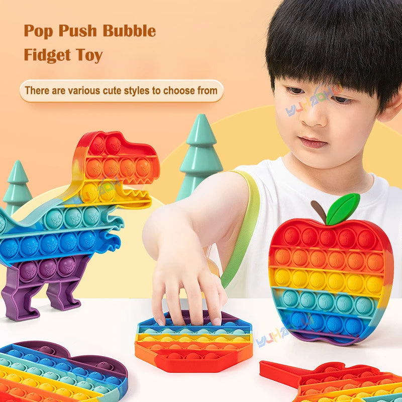 Rainbow Pop Push Bubblle Fidget Anti Stress Relief Toys for Adult Children Special Needs Sensory Toys Interactive Toys for Kids Stone's Store