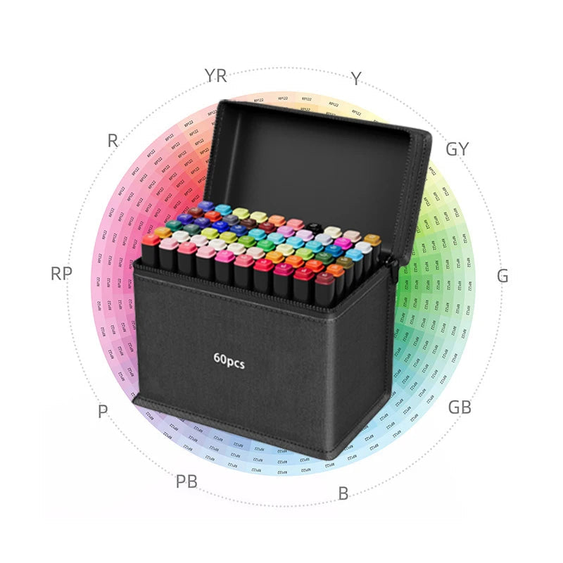 12/24/30/40/60/80/100/120/168pcs Art Marker Set, Watercolor Brush Pens For Students, Dual Tip Oil-Based Markers For Art Students Stone's Store