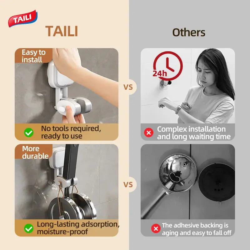 TAILI 2PCS Shower Head Holder Removable No-drill Shower Head Reusable