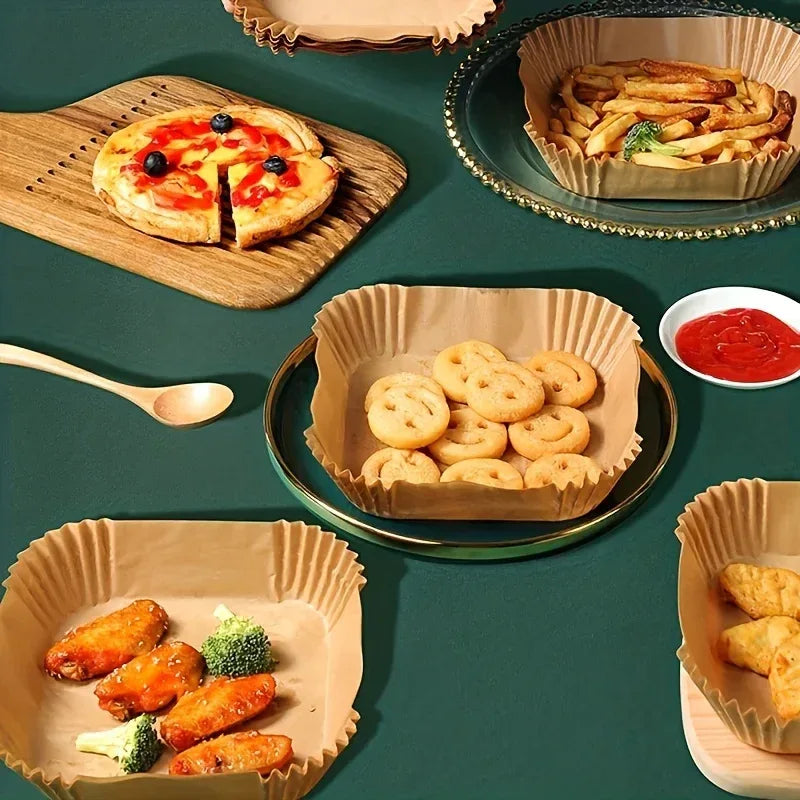 50 Pcs Nonstick Air Fryer Paper Liners Disposable For Clean Mess Free Cooking