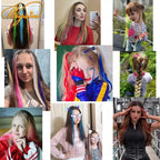22Inch Synthetic Sparkle Hair Extensions Clip In Rainbow Shiny Long Straight Hair Heat Resistant Hair Accessories for Women Stone's Store