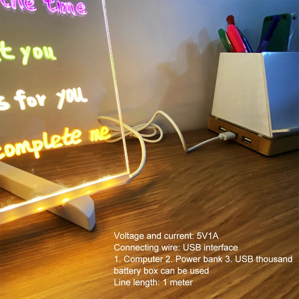 Personalized LED Lamp Acrylic Message Note Board Erasable USB AliExpress