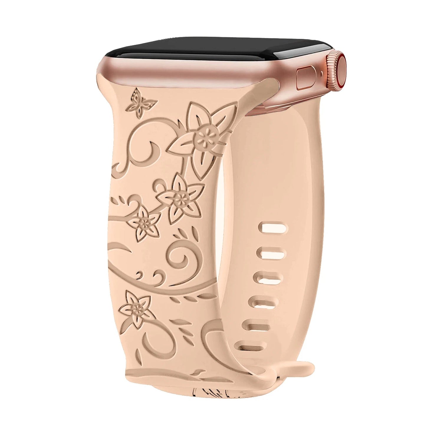 Levo Floral Engraved Silicone Band Personalized Strap Store