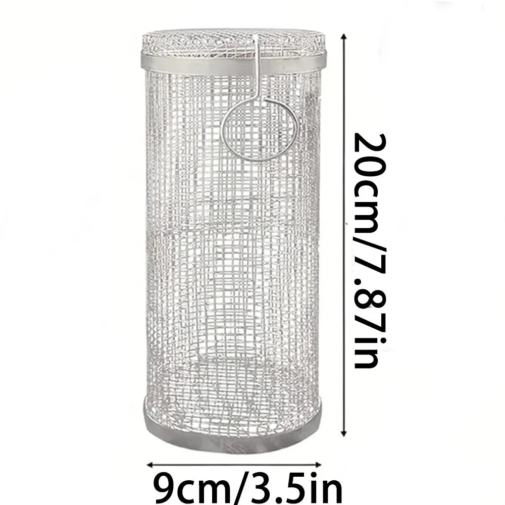 1PC BBQ Cage Rolling Stainless Steel Outdoor Grilling Basket Grill AliExpress