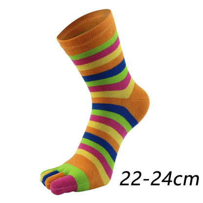 New Women Toe Socks Funny Five Fingers Socks Colorful Striped Printed  Rainbow Cotton Breathable Women's Short Socks Upgogo Store