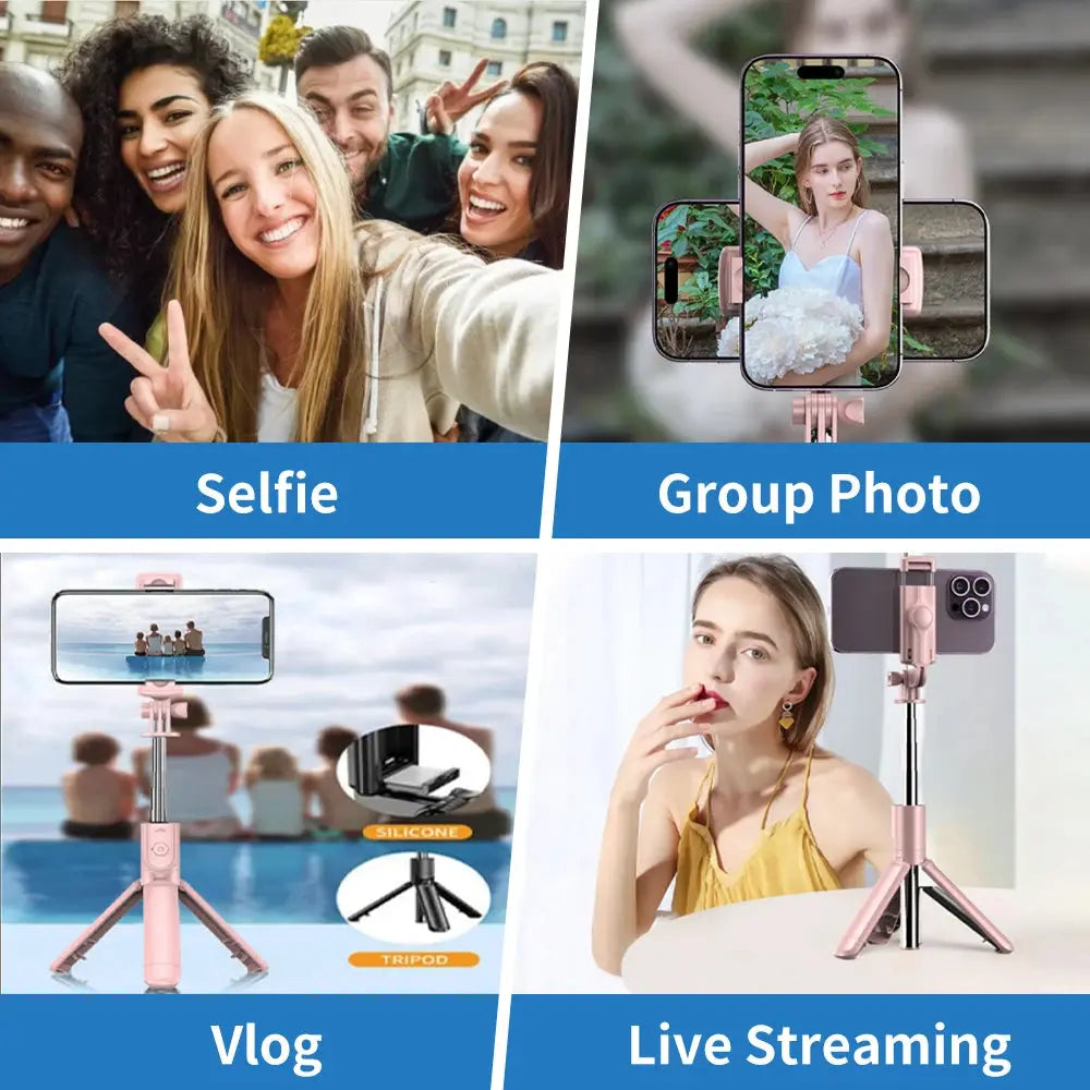 Wireless Selfie Stick Tripod Stand with Detachable Remote for iPhone