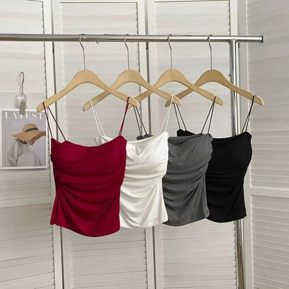 Nuevo top halter para mujer, verano, estilo coreano, tendencia de moda, incorporado