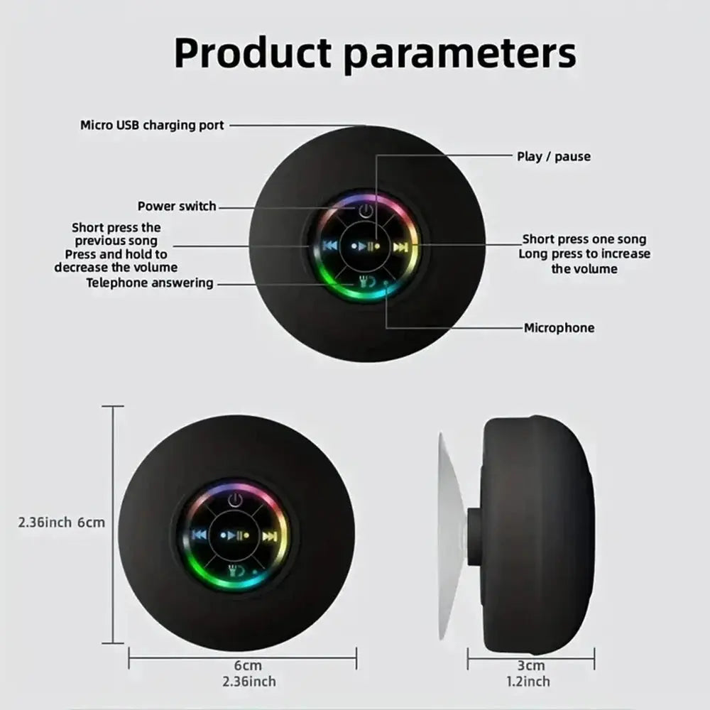 Portable Waterproof Shower Bluetooth Speaker 3D Surround Sound With