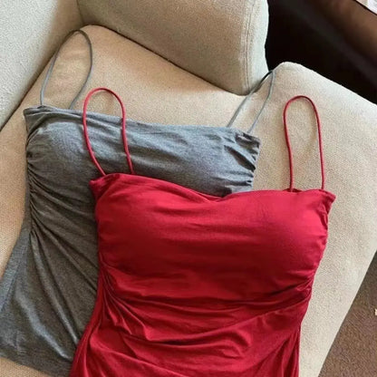Nuevo top halter para mujer, verano, estilo coreano, tendencia de moda, incorporado