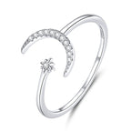 Adjustable Rings Real 925 Sterling Silver Stackable Engagement Zircon Open Size Rings For Women Jewelry big nose Official Store