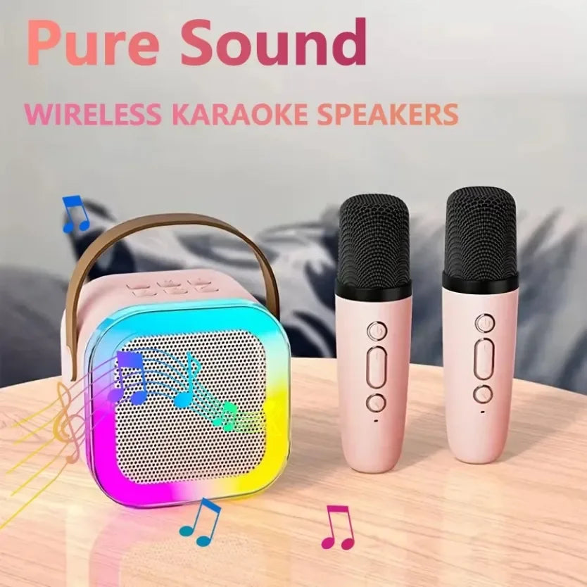 K12 Bluetooth Karaoke Machine Portable 5.3 PA Speaker System with 1-2 Wireless Microphones Home Family Singing Children's Gifts