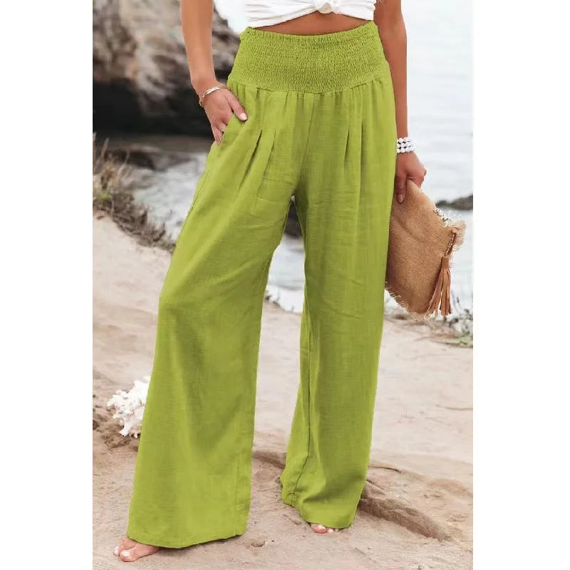 FlowEase™ Pantalones Palazzo Fruncidos 🌸✨ La Comodidad se Une a la Elegancia