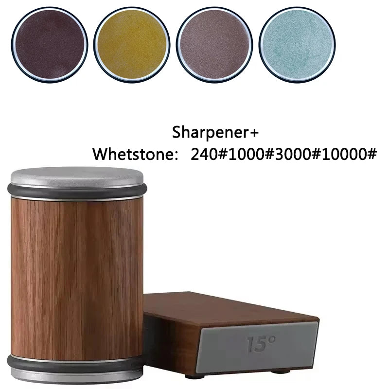 Pouring Rolling Knife Sharpener sapele Magnetic Holder Whetstone Sharpening Stone Kit 15 and 20 Degrees Angle Roller Accessory