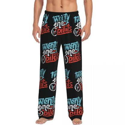 Custom T-Twentys One P-Pilots Rock Logo Hot Pajama Pants Men's Lounge Sleep Stretch Sleepwear Bottoms with Pockets