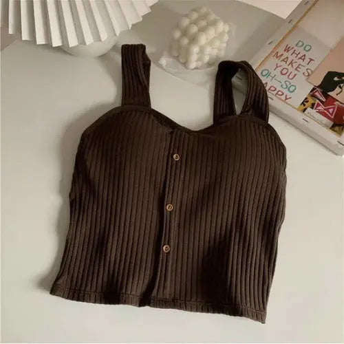 Stylish Women's Summer Crop Top with Built-In Bra Pads