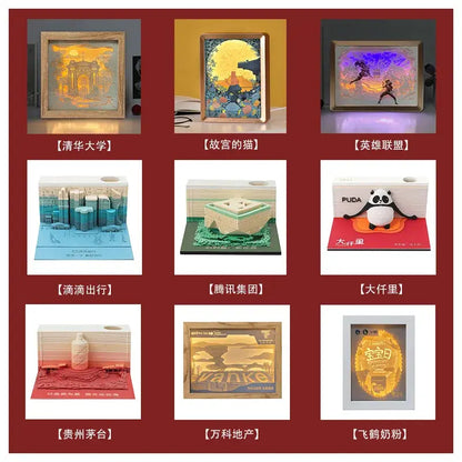 Howl's Moving Castle Anime Paper-Cut Light Decor - 3D Shadow Box Lamp