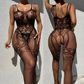 See Through Erotic Open Crotch Lingerie Women Mesh Hollow Bra Set Sexy Bodysuit Lace Rose Print Bodystockings Porn Underwear Set Stone's Store