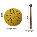 3 Inches 6 Tones Steel Tongue Drum Outdoors Rain Drums Instrument Mini Hand Drum Ethereal Drums Sticks Percussion Accessories