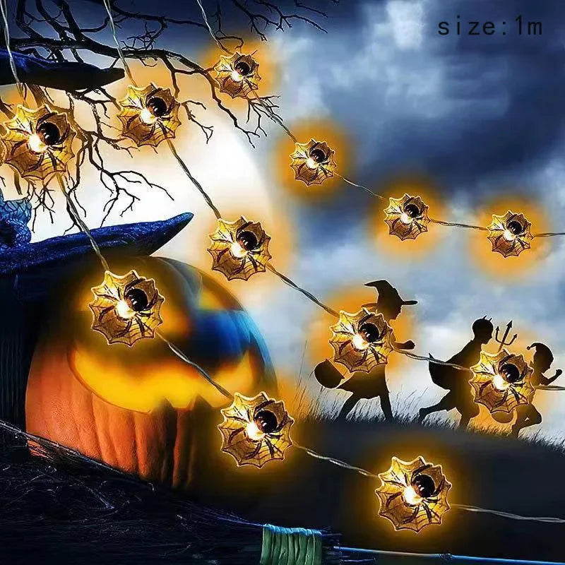 2025 Halloween Decoration Led Light String Pumpkin Skull Eyeball Shaped Lamp String  Trick Or Treat Lantern Horror Halloween Day