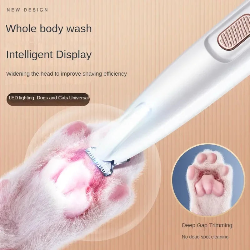 New Dog Paw Trimmer with LED Light Fully Waterproof Pet Hair Trimmer with LED Display Dog Clippers for Grooming 18mm Widen Blade BigBigEyes Store