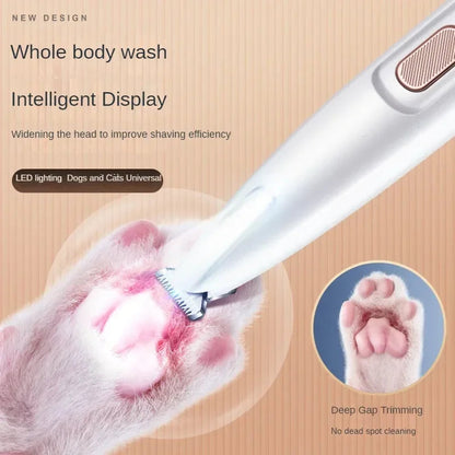 New Dog Paw Trimmer with LED Light Fully Waterproof Pet Hair Trimmer with LED Display Dog Clippers for Grooming 18mm Widen Blade BigBigEyes Store