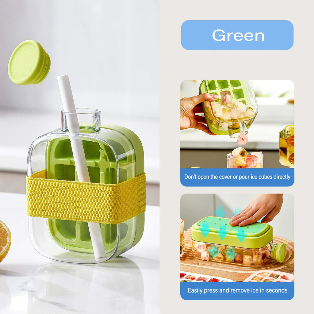 One-click Ice Mold  Cooler Cup Ice Cream Machine Ice Maker  No need to open the lid lce making cup Outdoor Straw Fitness Cup