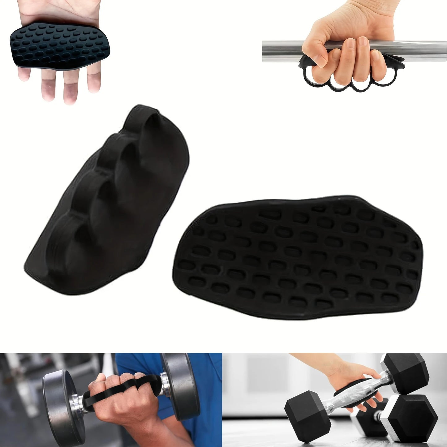 1 pair Anti slip rubber training grip conforms to ergonomics or Weight Lifting Pull-Ups Gym Training - Unisex Fitness Gloves
