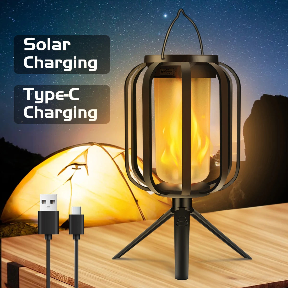 Flickering Firelight Lantern – Weatherproof & Wireless for Outdoors!