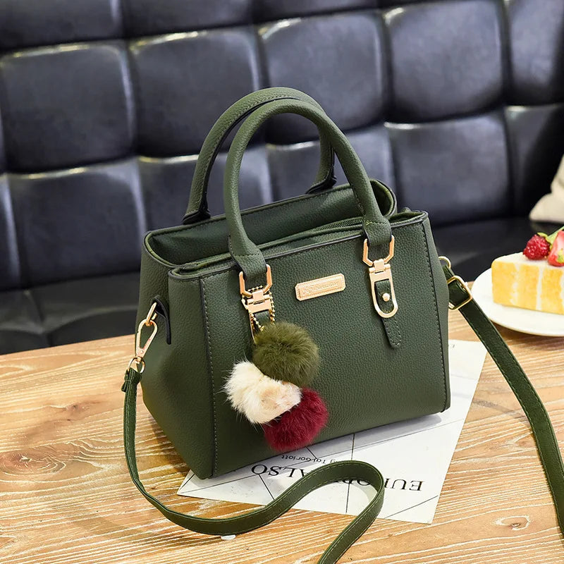 PU Leather Ladies HandBags Women Vintage Purse Plush Tassel Messenger Bags Tote Boston Shoulder Crossbody Bag Stone's Store