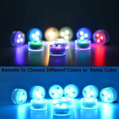 Mini Submersible LED Lights with Remote Multicolor Waterproof Small