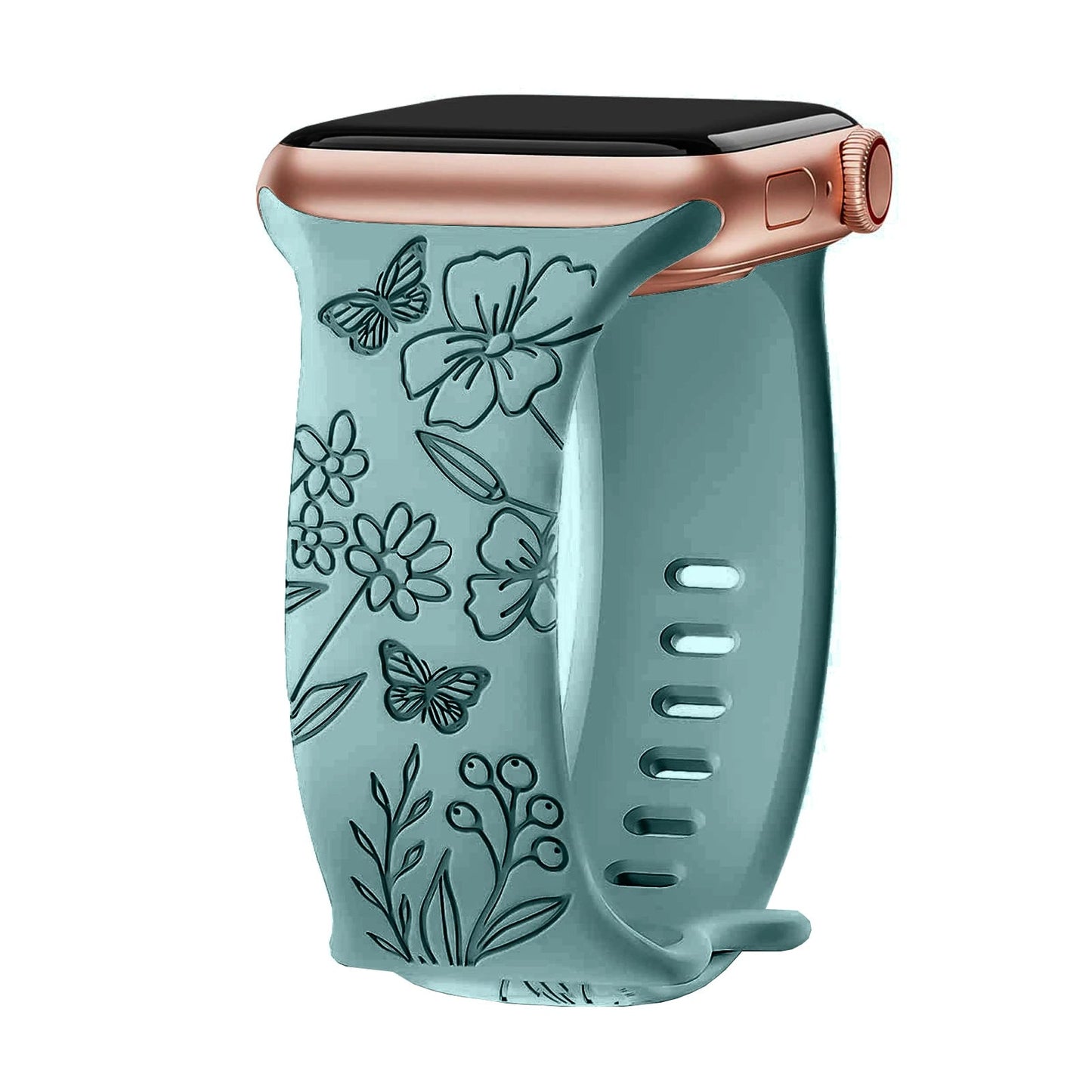 Levo Floral Engraved Silicone Band Personalized Strap Store